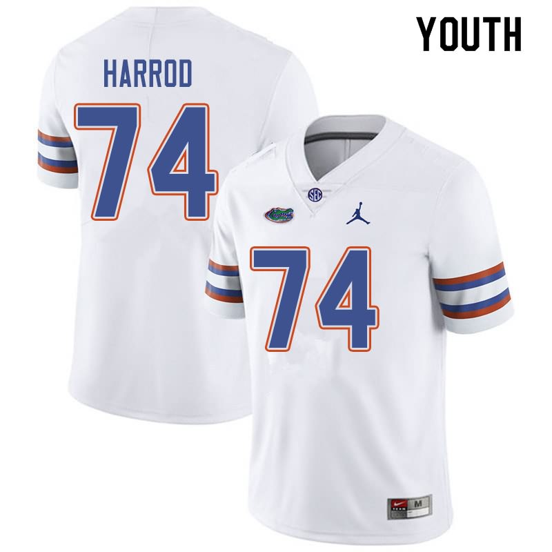 NCAA Florida Gators Will Harrod Youth #74 Jordan Brand White Stitched Authentic College Football Jersey ROA5764BK